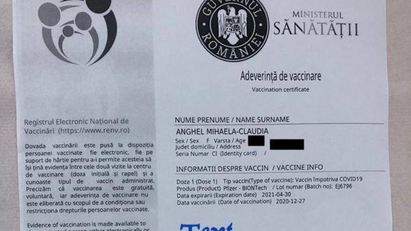 Cât timp este valabilă adeverința de vaccinare Covid?
