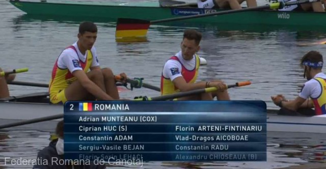 Canotaj: Echipajul masculin de opt plus unu al României, medaliat cu argint la Europenele de la Varese