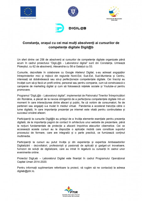 Constanța, orașul cu cei mai mulți absolvenți ai cursurilor de competențe digitale Digil@b