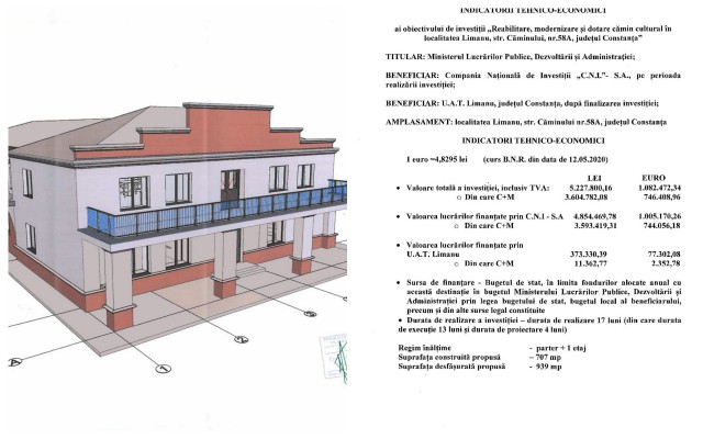 REABILITAREA căminului cultural din LIMANU, în linie dreaptă!