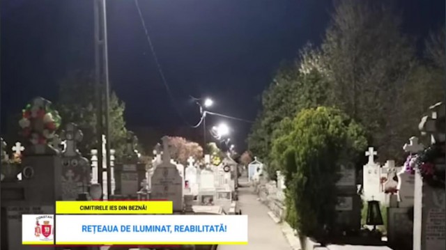 Video! Cimitirele ies din beznă! Rețeaua de iluminat, reabilitată