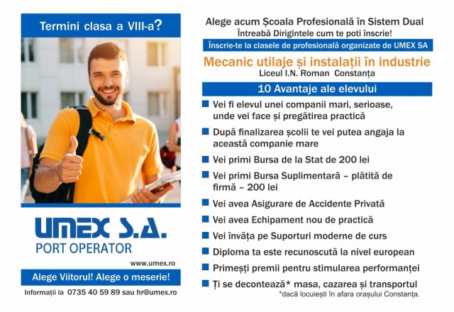 Avantajele învățământului profesional în sistem dual explicate elevilor de Asociația Firmelor Constănțene