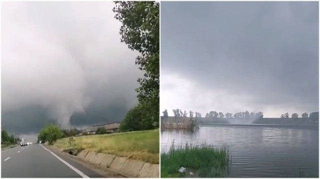Efectele CICLONULUI din Marea Neagră: TORNADE surprinse în două judeţe! VIDEO