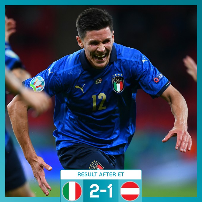Euro 2020: Italia s-a calificat în sferturi: 2-1 vs Austria, după prelungiri