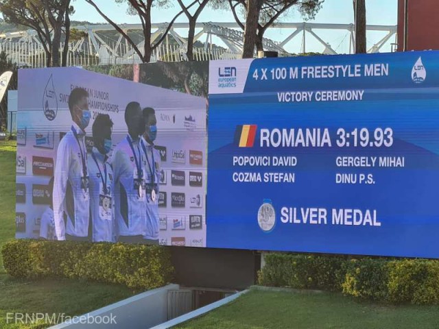 Înot: România a obţinut argintul în proba masculină de ştafetă 4x100 m liber la Europenele de juniori