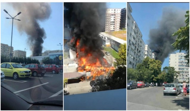 Incendiu violent la terasa unui restaurant din Capitală