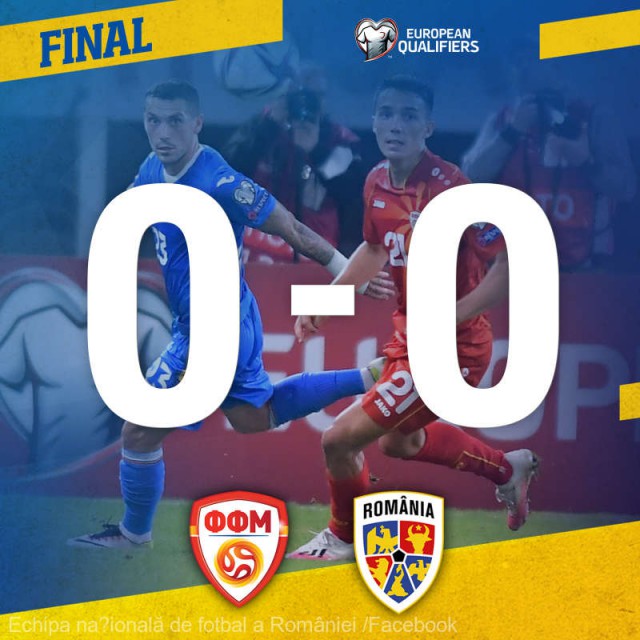 Fotbal: Macedonia de Nord - România 0-0, în preliminariile CM 2022