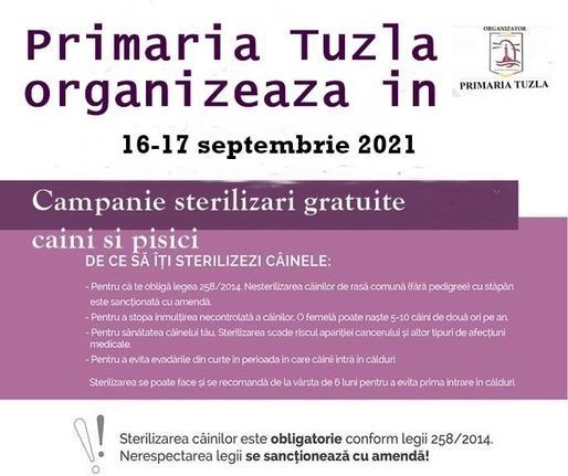 Primăria TUZLA organizează CAMPANIE de STERILIZĂRI GRATUITE