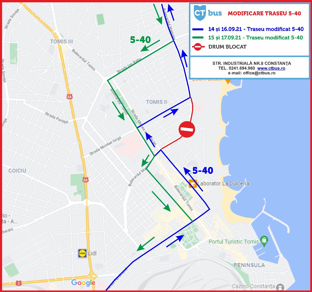 Atenție, constănțeni! Autobuzul 5-40 circulă DEVIAT