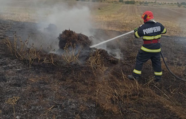 Incendiu de vegetație uscată, în Bărăganu. A ars și anexa unei case