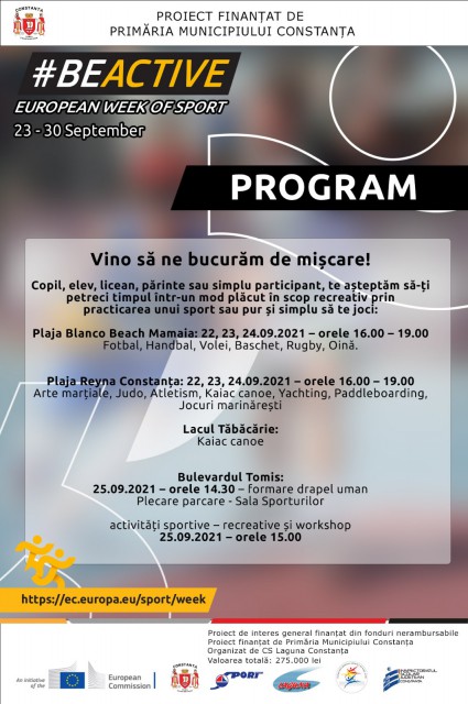 Primăria Constanţa te îndeamnă să fii activ în Săptămâna Europeană a Sportului