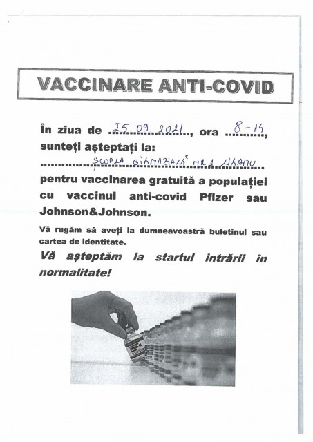 O nouă CAMPANIE de VACCINARE, în LIMANU. Iată când!