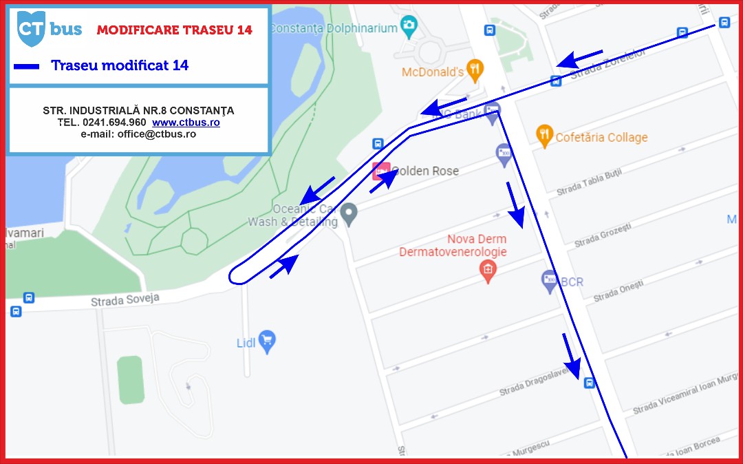 Traseul liniei 14 a CT BUS a fost deviat!