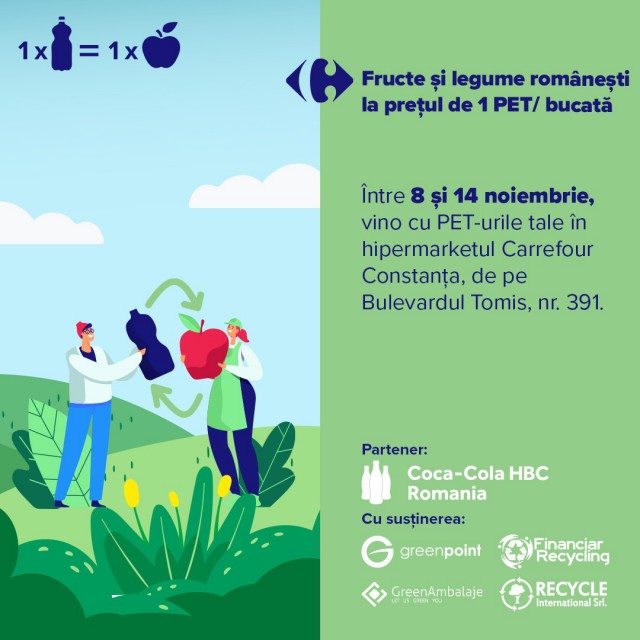 Constănțenii vor putea cumpăra fructe și legume românești la prețul de 1 PET/bucata