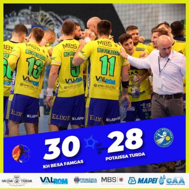 Handbal masculin: Potaissa Turda, învinsă la două goluri în Kosovo, în EHF European Cup
