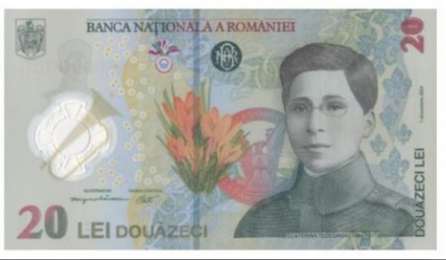 BNR a prezentat prima imagine cu bancnota de 20 de lei, cu chipul Ecaterinei Teodoroiu