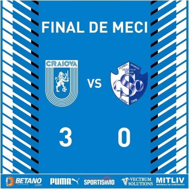 Fotbal: Universitatea Craiova s-a calificat în semifinalele Cupei României