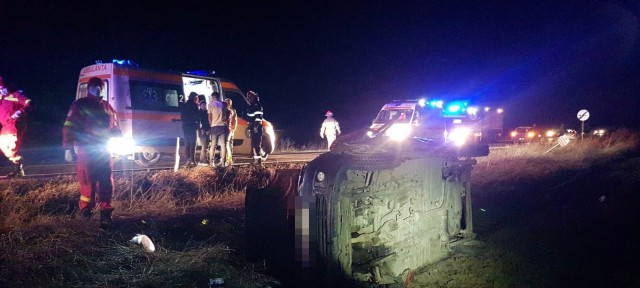 ACCIDENT cu MAȘINĂ RĂSTURNATĂ, la intrare în CONSTANȚA!