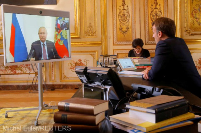 Ucraina: Macron a vorbit din nou cu Putin, cerând încă o dată încetarea focului