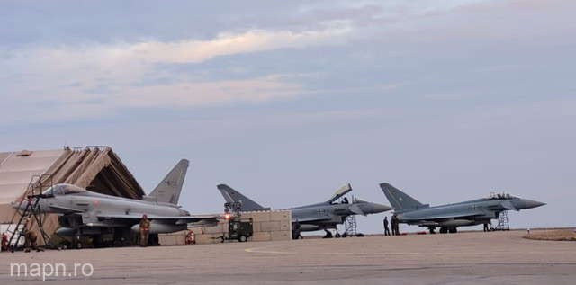 MApN: Trei aeronave Eurofighter Typhoon din Germania au aterizat la Baza 'Mihail Kogălniceanu'