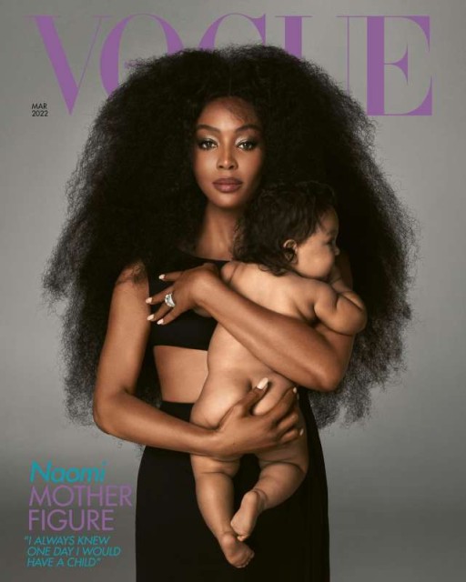 Naomi Campbell a pozat alături de fiica ei în vârstă de nouă luni pentru coperta revistei Vogue U.K.