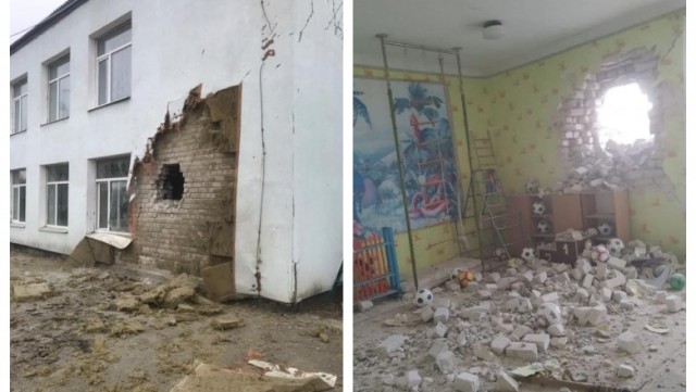 Separatiștii proruși din Lugansk au tras un obuz într-o grădiniță plină de copii