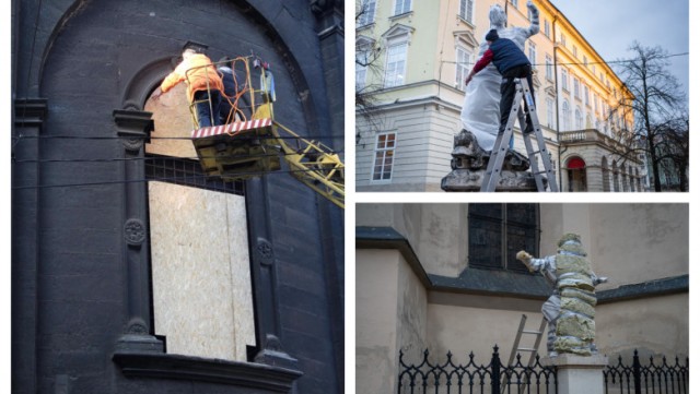 În Liov, oamenii se tem că rușii le-ar putea distruge orașul și fac ce pot ca să-și protejeze monumentele
