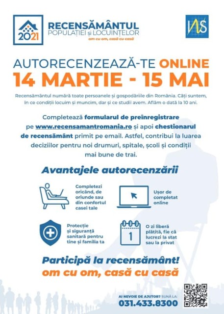 Primăria Hârșova, anunț despre Recensământul Populației
